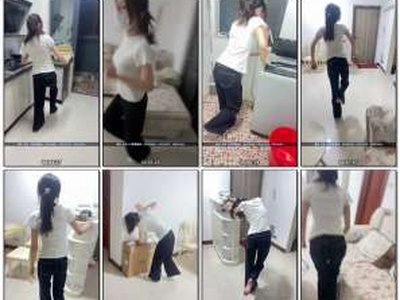 新月 琳媚定拍伤腿女孩单腿跳满屋子找东西